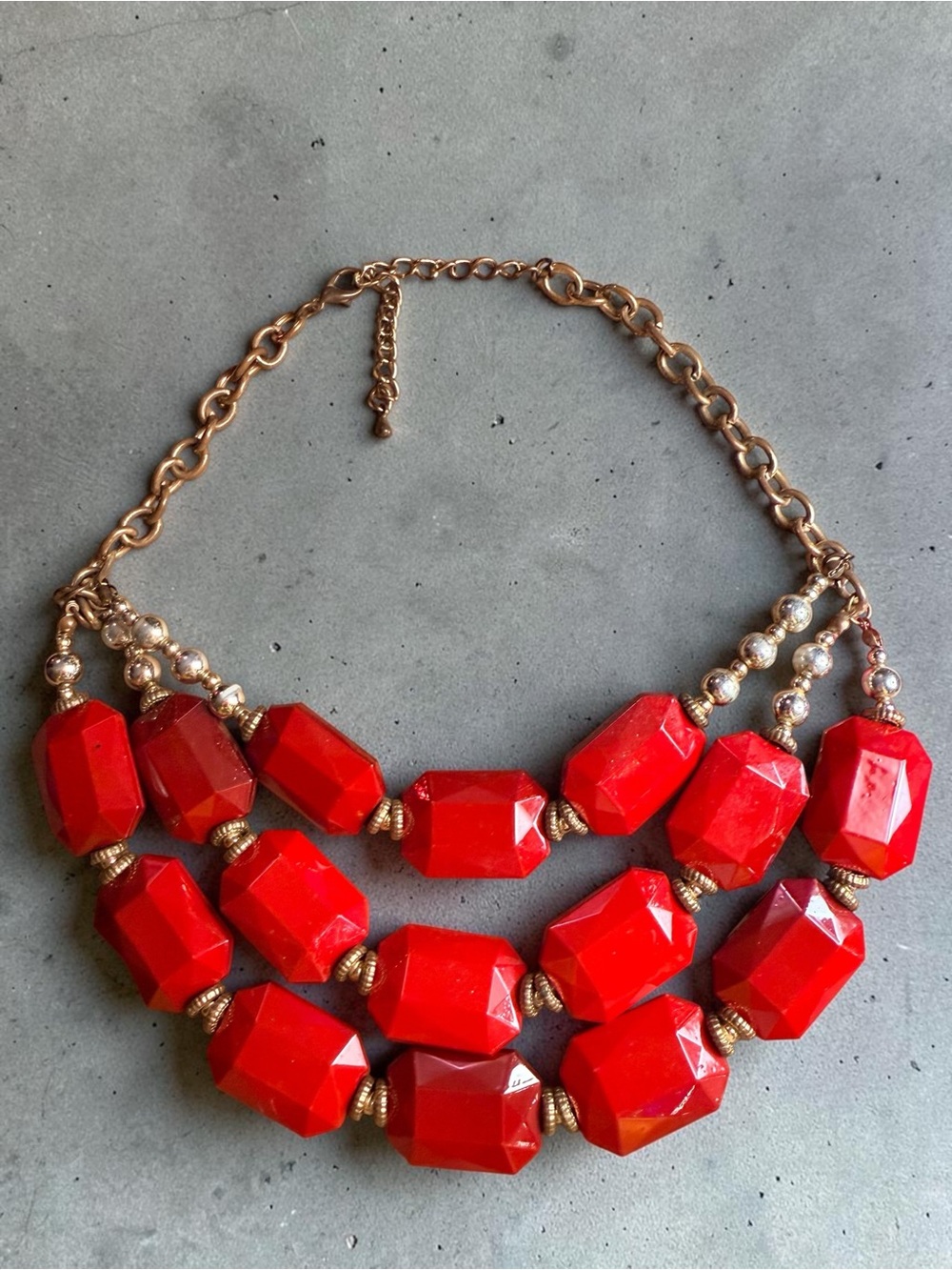 Red Statement Bead Necklace - Unbranded